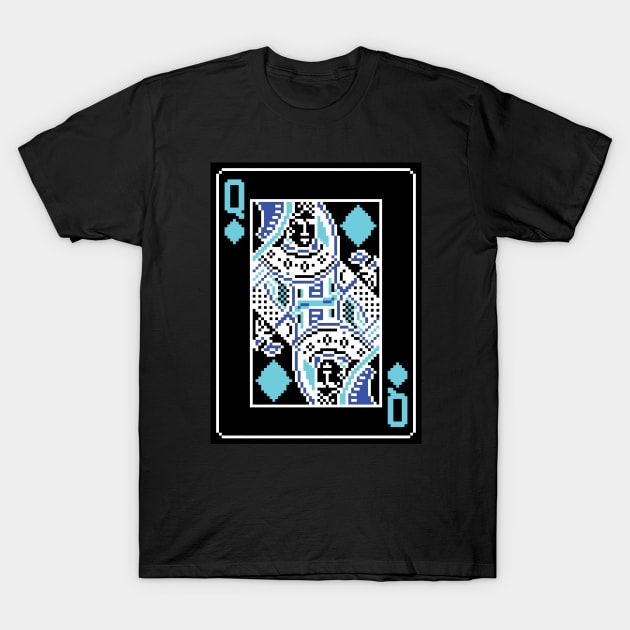 Queen of Diamonds Pixel Art Bright Negative Mode T-Shirt by inotyler